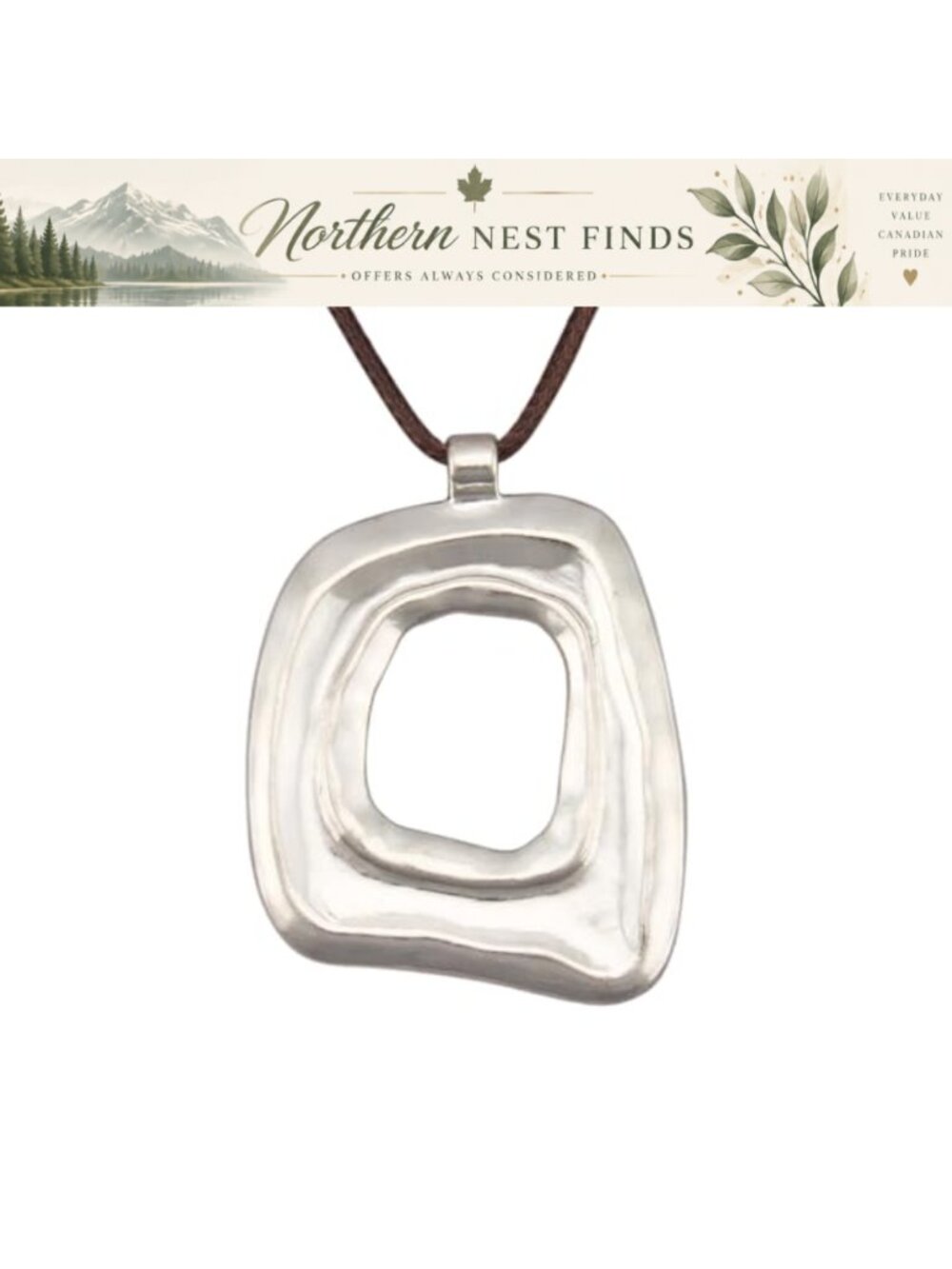 Boho Long Necklace Faux Leather Wooden Pendant Wax Cord Women